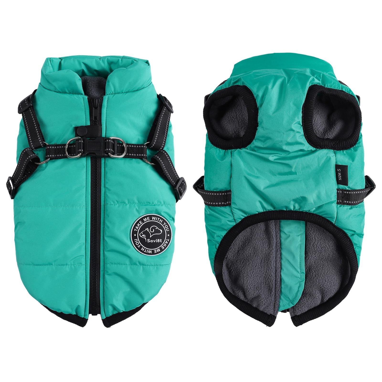 Savlot Winter Dog Coat with Harness | Waterproof, Windproof & Reflective Jacket with Easy Zipper & Fleece Lining for All Dog Sizes â image 1