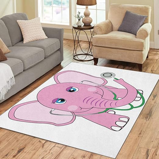 pink elephant rug for nursery