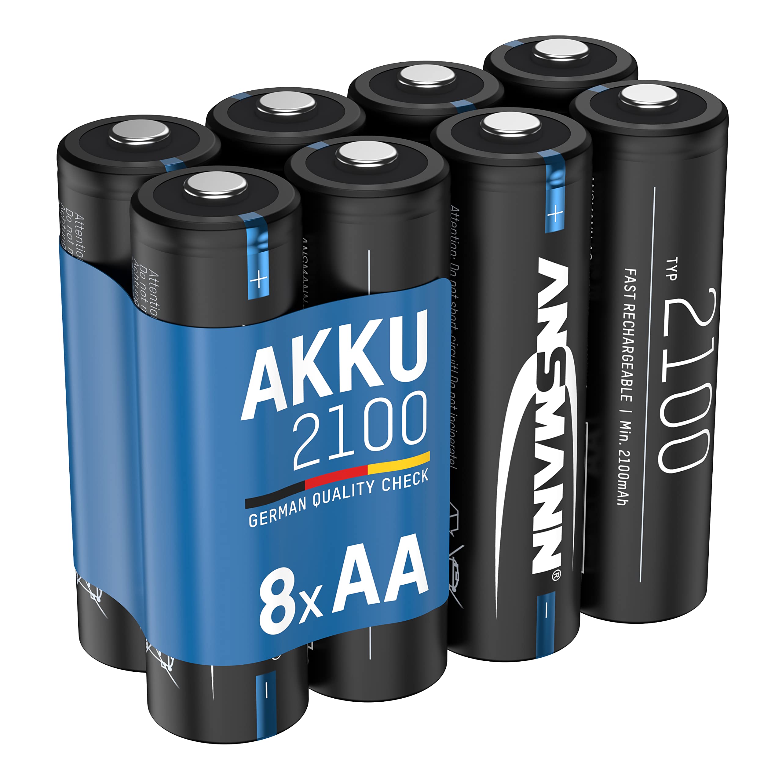 ANSMANN battery AA 2100mAh NiMH 1.2V - Mignon AA batteries, rechargeable with low self-discharge ideal for night light, fairy lights, torch, weather station, gaming mouse, radio (8 pieces)