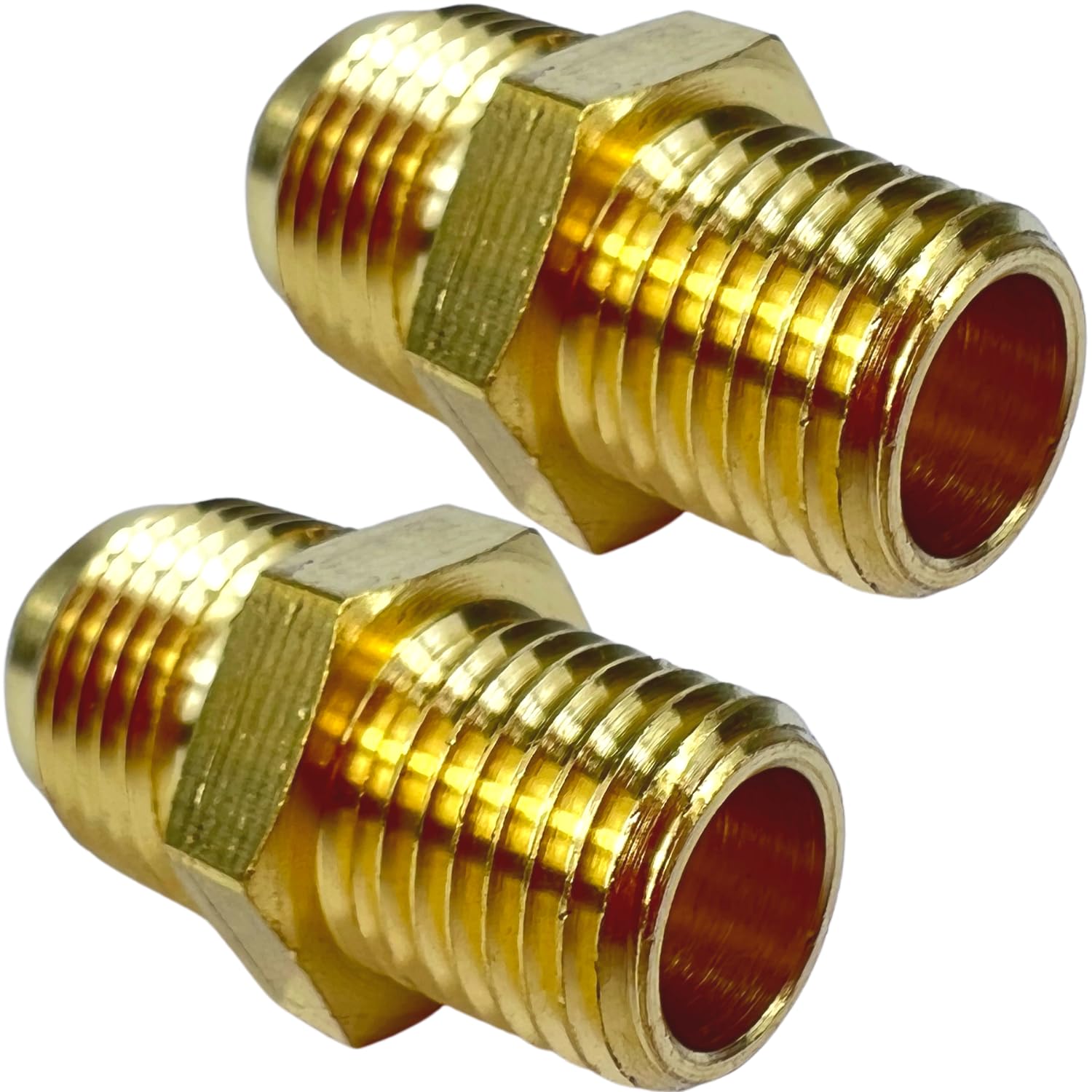 Photo 1 of 2PCS 3/8" Flare x 1/4 Inch NPT Male Brass Couples Tube Fitting Half Union Gas Adapter Connector by CX WONDERLAND