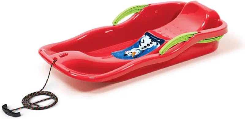 Prosperplast Red Snow Sledge Plastic Glitter Pulling Rope Steering Brakes 87cm