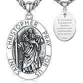 Lattd Saint Christopher Necklace for Men 925 Sterling Silver Patron Amulet Medal Jewelry for Men Women
