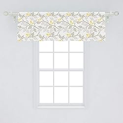 Ambesonne Grey and Yellow Window Valance, Abstract
