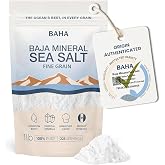 BAHA Baja Mineral Sea Salt, Fine Grain, Unrefined, 1 lb Bag | Hand-harvested from the Sea of Cortez. Unrefined mineral crystals for cooking, finishing and mineral water.
