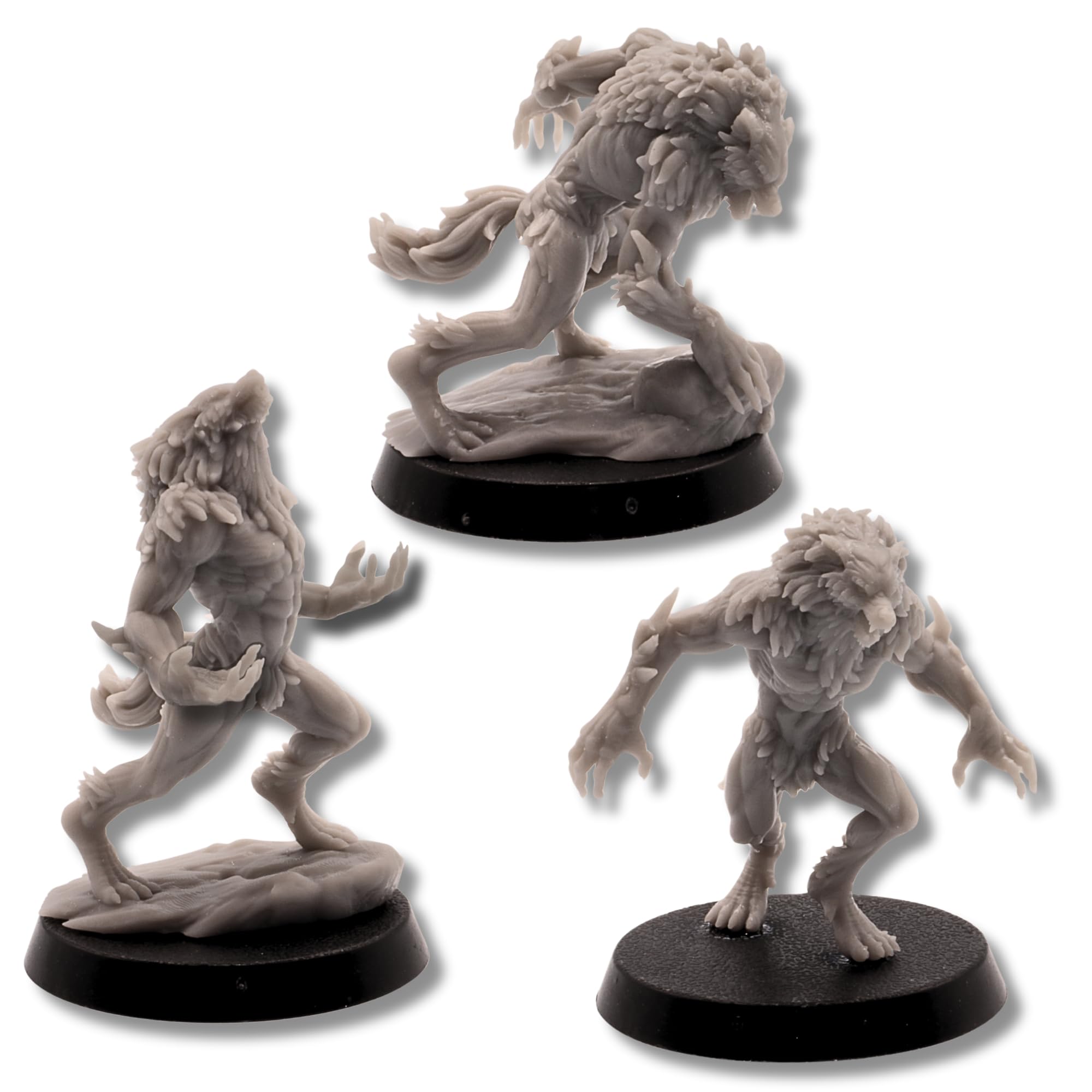 Forged Terrain Werewolf Brutes Set (3) – DnD Miniatures by Epic Miniatures | 28mm Scale Resin Monsters | Fully Assembled | 32mm Bases