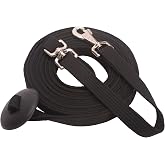 Cord Cotton Lunge Line with Rubber Stop，Equine Lunge Line for Horses with Swivel Bolt Snap，24 ft (Black, 24ft)