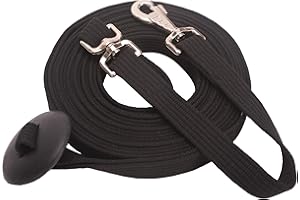 LOAGED Cord Cotton Lunge Line with Rubber Stop，Equine Lunge Line for Horses with Swivel Bolt Snap，24 ft (Black, 24ft)