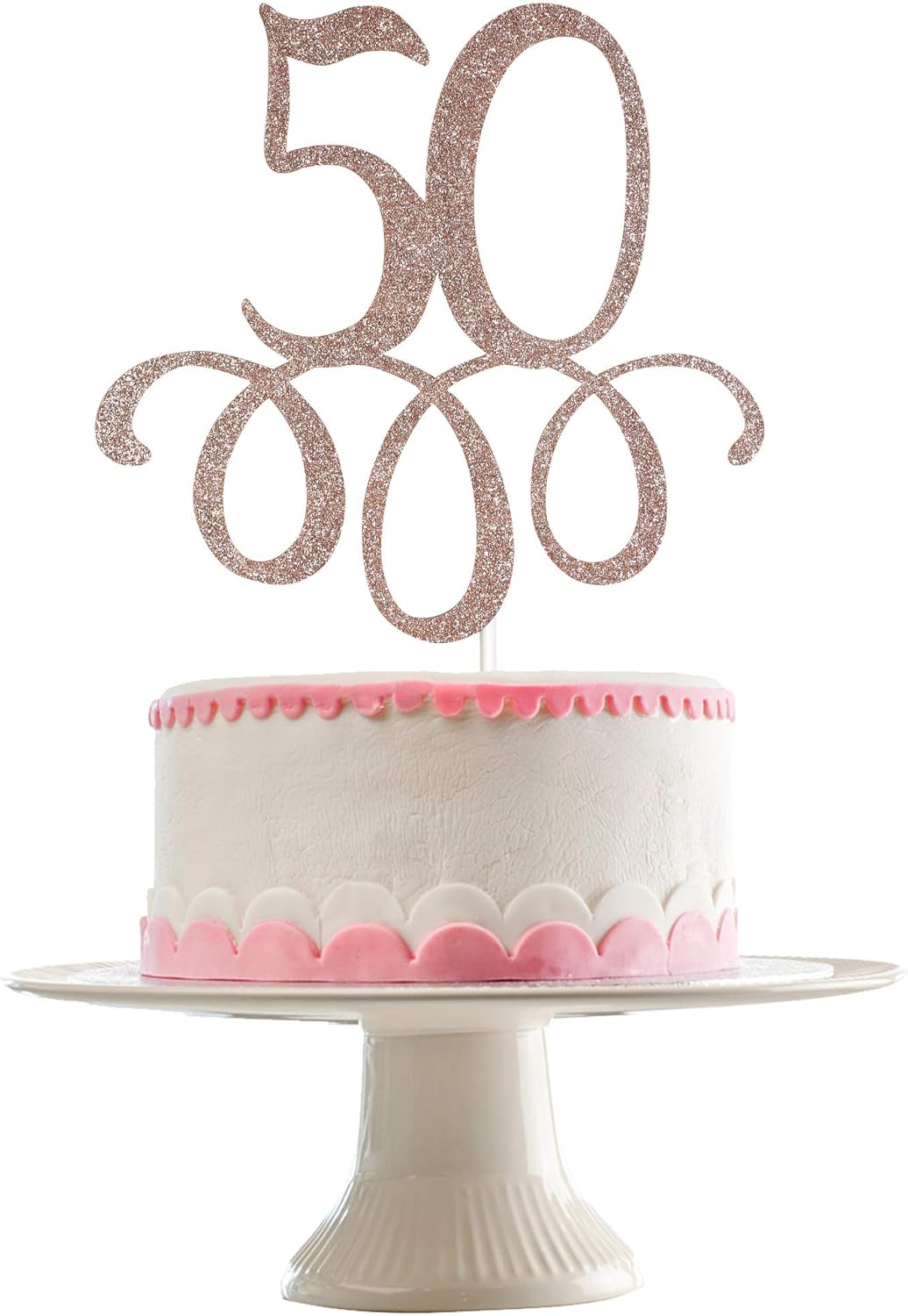 Rose Gold Glittery 50 Cake Topper 50th Birthday Party