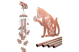 SRDJXY Cat Wind Chimes Outdoor Cat Gifts for Women Men Mom Dad Birthday Unique Gardening Gifts Metal WindChimes for Outside/Indoors, Lawn, Patio, Home, Yard Decor, Garden Decorations