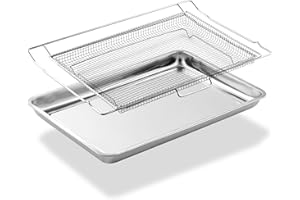 ATGESTORE Air Fryer Tray Replacement for Frigidaire Oven Parts Ready Cook, 304 Stainless Steel Air Fry Basket for Frigidaire Oven Accessories 24.1 x 16 Inches 316496201 316496202 Frigidaire Air Fryer Rack 1 Set