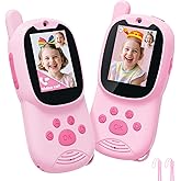 Eveedo Video walkie talkies for Kids,2 Pack Rechargeable Kids Walkie Talkies can Send Messages,Christmas Birthday Gifts for Kid Age 3-12,Portable Toddler Toy for 4 5 6 7 8 9 Year Old Girls Boys Pink