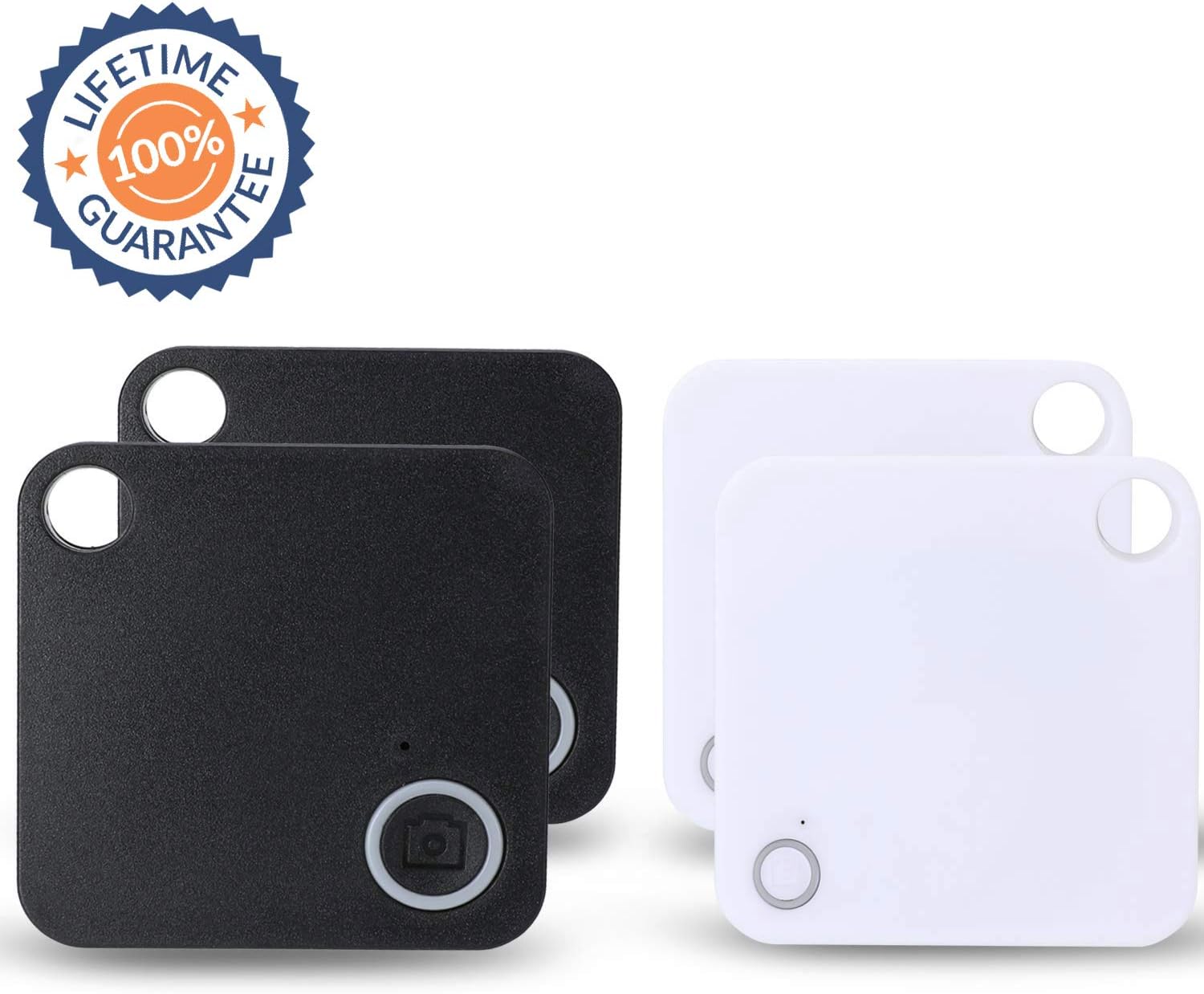 Smart Item Key Finder Bluetooth Wireless WiFi Wallet Tracker GPS Locator Anti-Lost Bidirectional Alarm Reminder Black & White 4 Pack