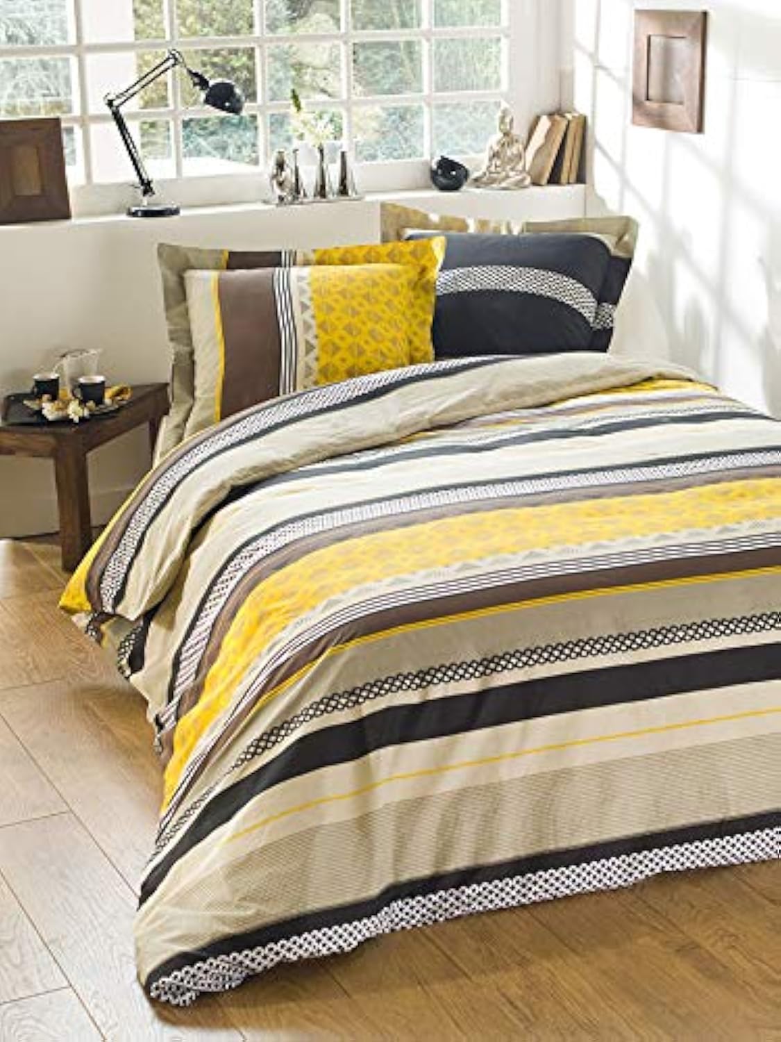 CALITEX Queenie 3-Piece Bedding Set, 240 x 220 cm, 100% Cotton, Mustard, 240_x_220_cm