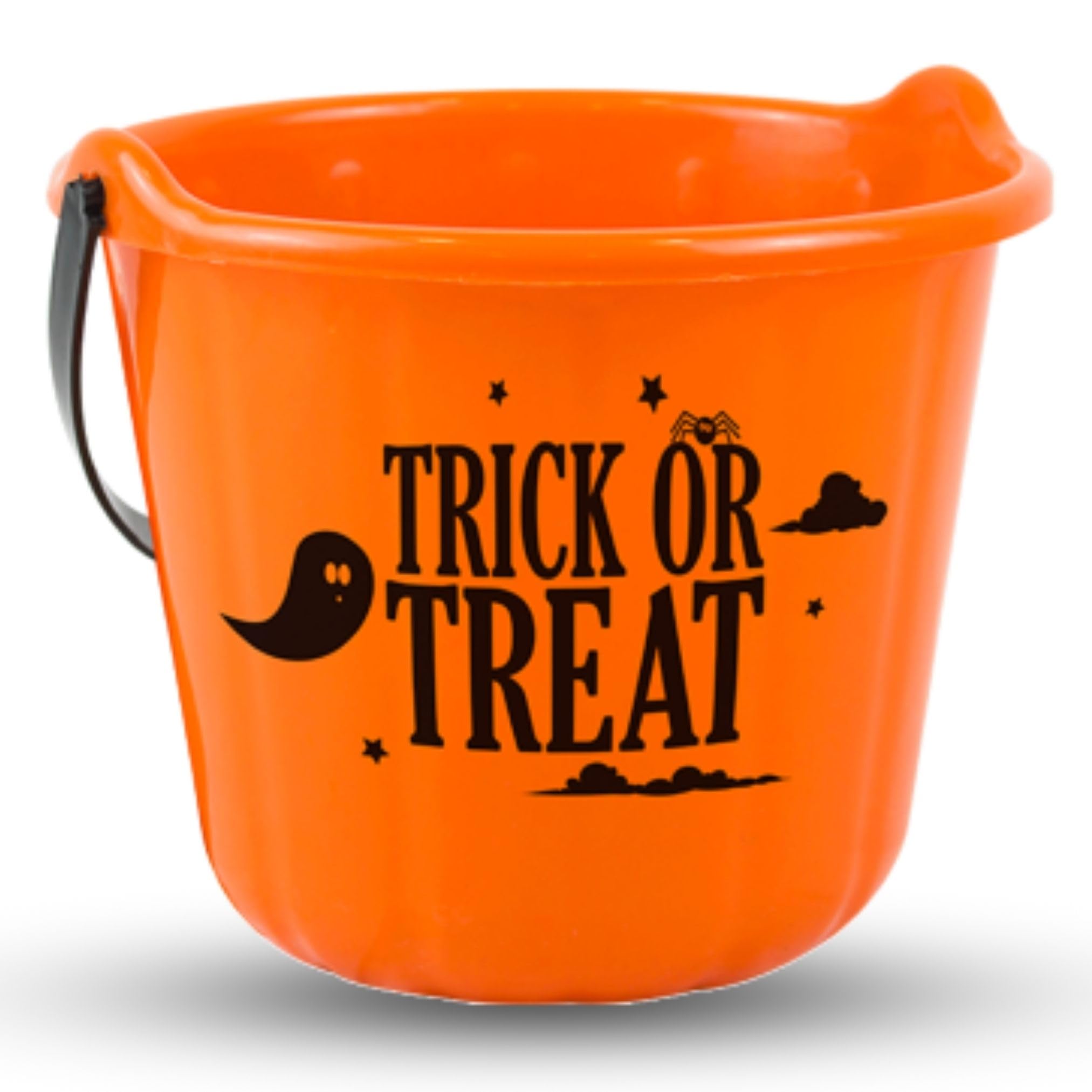 AKH® Halloween Trick or Treat Cauldron Bucket | 22cm | Plastic Candy Collection Bucket with Handle | Perfect for Halloween Parties, Trick-or-Treating, and Spooky Decorations (Orange)
