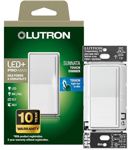 Lutron Maestro PRO LED+ Tap Dimmer Switch for 250W LED, 500W ELV
