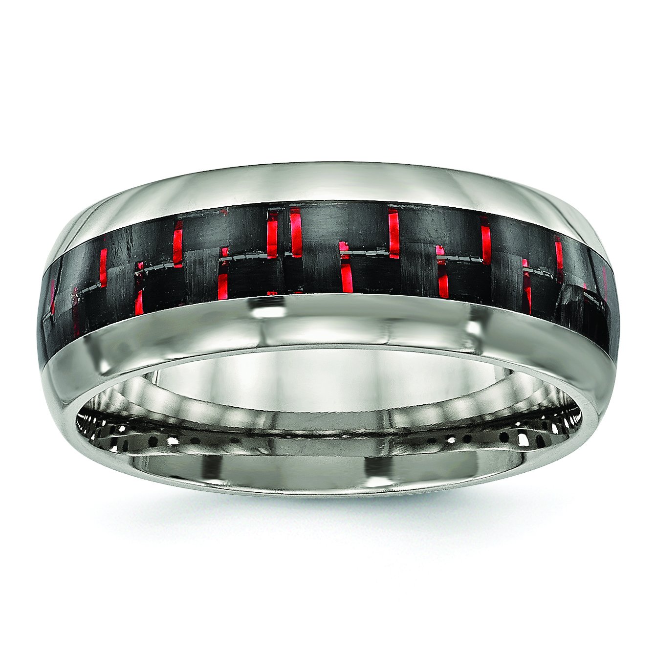 Titanium 8 mm Polished Black Red Carbon Fiber Inlay Wedding Ring Ideal Gifts For Women Wedding