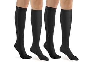bropite Zipper Compression Socks Women & Men - 2Pairs Calf Knee High 15-20mmHg Closed Toe Compression Stocking