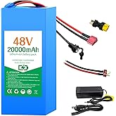 48V E-bike Battery, 20AH Lithium-ion Replacement Battery Pack, Built-in 40A BMS XT60 Adapter/T-Plug, for 200-1500W Electric Bikes, Scooters, ATVs and DIY Projects Motors (48V 20AH (200-1500W))