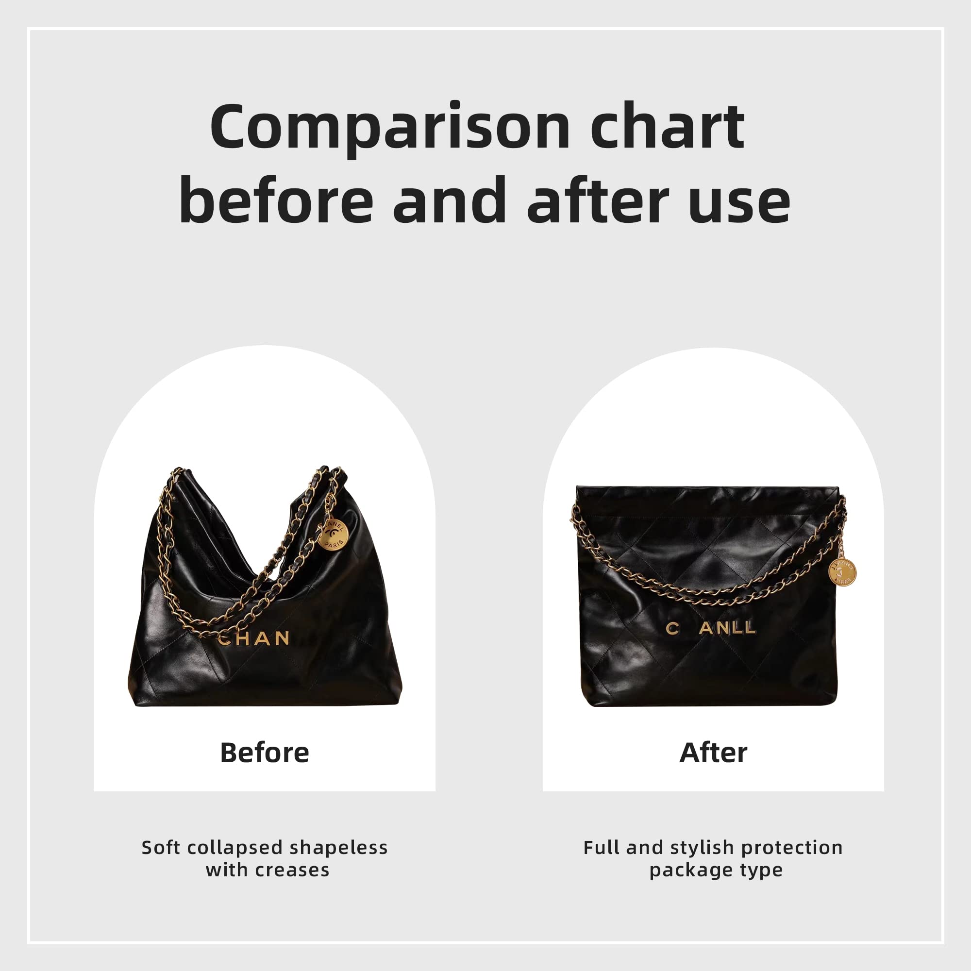 DGAZ Silk Purse Organizer Insert Fits Chanel 22 S/M/L bag，Silky Smooth Bag Organizer，Luxury Handbag & Tote Shaper（Black，M）