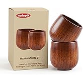 Hufopik 2 Pcs Wooden Whiskey Glasses, Bourbon Glass Gifts for Men, Old Fashioned Bourbon Whiskey Tasting Glasses – Groomsmen Gifts, Dad’s Birthday & Retirement Gift for Men