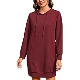 Quenteen Women Hoodies Dress Hooded Sweatshirts Dress Casual Long Sleeve Tunic Dress Oversized Sweatshirts with Pocket