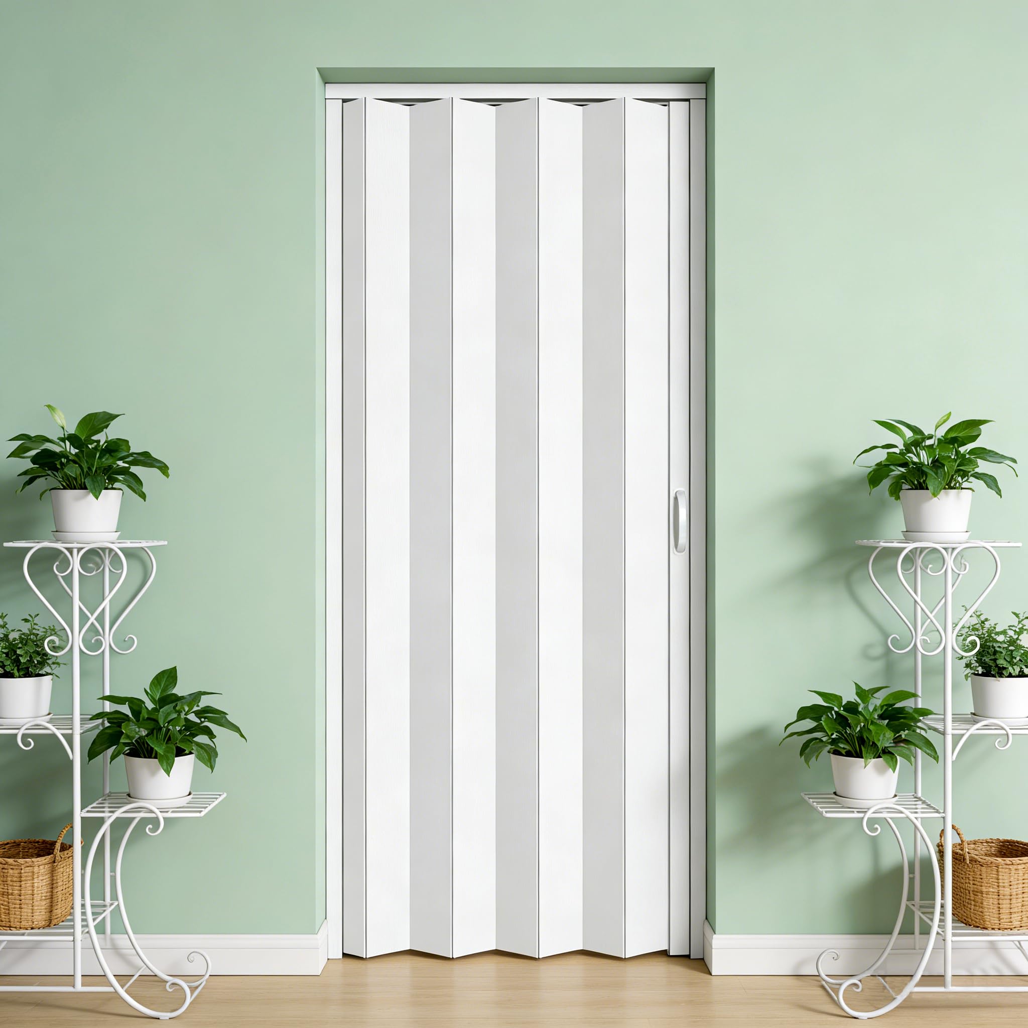 Photo 1 of 104RDHOUSE 36×80in PVC Internal Accordion Folding Door, Multifold Sliding Door for Closet, White in Color, 