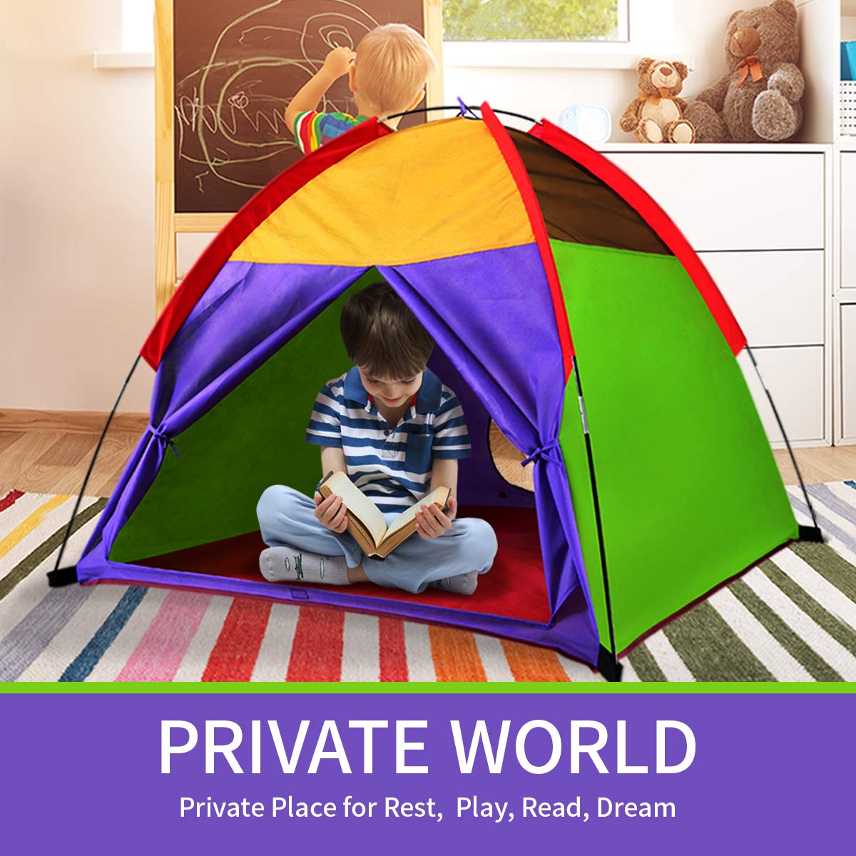 Alvantor Kids Tents Children Play Tent Toddler Pop Up Tent For Kids Boys Girls Toys Indoor Outdoor Playhouse Camping Playground Rainbow 58”x58