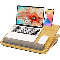 Lap Desk Laptop Tray with Cushion Portable Bed Tray Desk, Ergonomic Design Adjustable Angle Lap Desk with Tablet Phone Holder