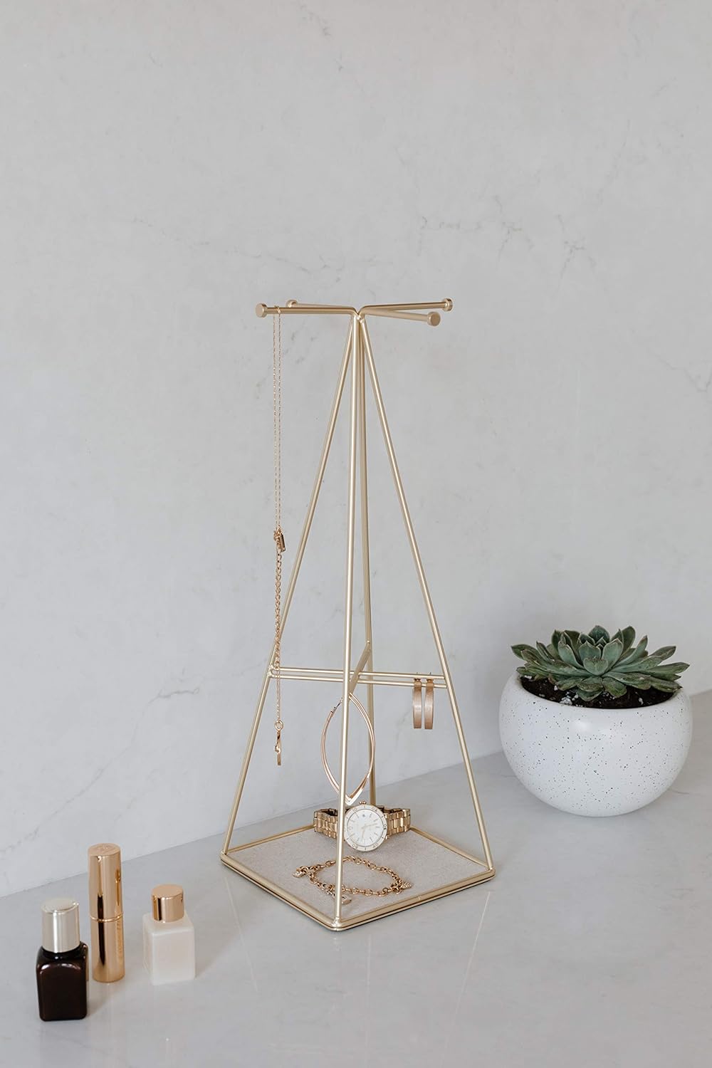 Umbra Prisma Jewelry Stand and Necklace Holder, Brass: Home & Kitchen