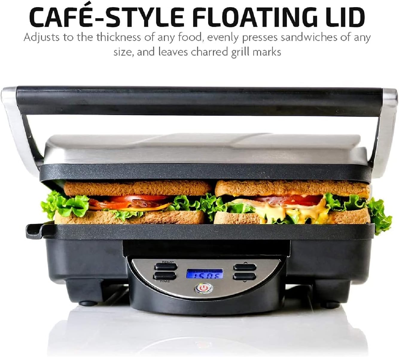 Ovente 4 Slice Electric Indoor Panini Press Grill with Non-Stick Double Flat Cast Iron Cooking Plates & Removable Drip Tray, Countertop Stainless Steel Sandwich Maker Bread Toaster, Silver GP1000BR: Kitchen & Dining