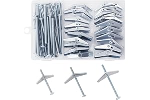 MADYIBOSHI 28PCS Toggle Bolts, Wing Nuts, Heavy Duty Hollow Wall Anchors for Drywall Ceiling, 3 Sizes Butterfly Anchors (1/4" 3/16" 1/8") for Hang Shelves, Heavy Fixtures, Metal Drywall Anchor and Screws Kit