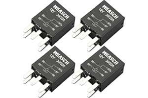 Weasch 4 Pack 5-Pin High Power Relay, DC 12V 30A, Compatible G8V-RH-1C7T-R-DC12 301-1C-C-R1-U01 278002822 7866 D1780C GM Equipment Black Multi-Purpose Relay Fuel Pump Relay (4, 5-Pin)