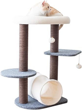 Amazon Catry キャットランド キャットタワー 猫 木 猫 タワー トンネル付き おもちゃ ボール 付 M サイズ グレー ブラウン Catry キャットタワー 通販