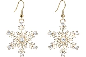 EVER FAITH Snowflake Earring for Women Austrian Crystal Winter Party Flower Snowflakes Pierced Hook Dangle Earrings Jewelry for Christmas