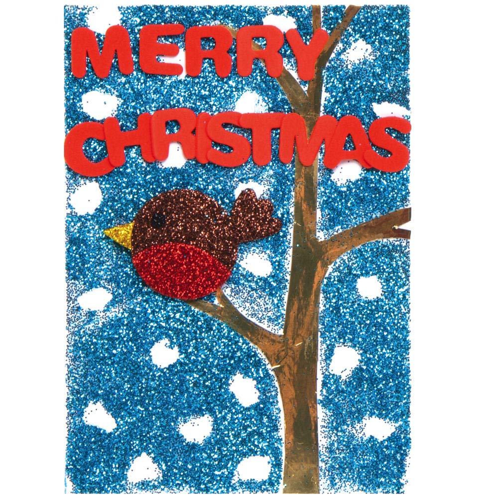 Baker Ross AX346 Festive Robin Glitter Foam Stickers, Pack of 100, Kids Stickers - Image 3