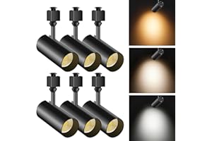 OTeedo 6 Pack 20W Track Lighting Heads,LED Dimmable H Type Track Lighting fixtures,3-Color Selectable 3000K-4500K-6000K Track Lights Ceiling Spotlight for Accent Retail Lighting,CRI90+ 2000lm Black