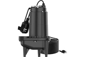 BOMGIE 1/2 HP Sewage/Effluent Pump, 6020 GPH Submersible Basement Sewer Pump with 10ft Auto Float Switch, Cast Iron, 2'' NPT for Sewage Basin, 115V SWU-500SE-CT