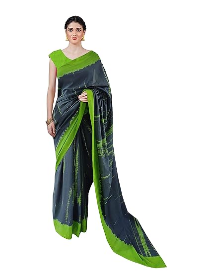 Nikhilam Hand Block Print Jaipuri Cotton Mulmul Saree with Blouse Piece for Women