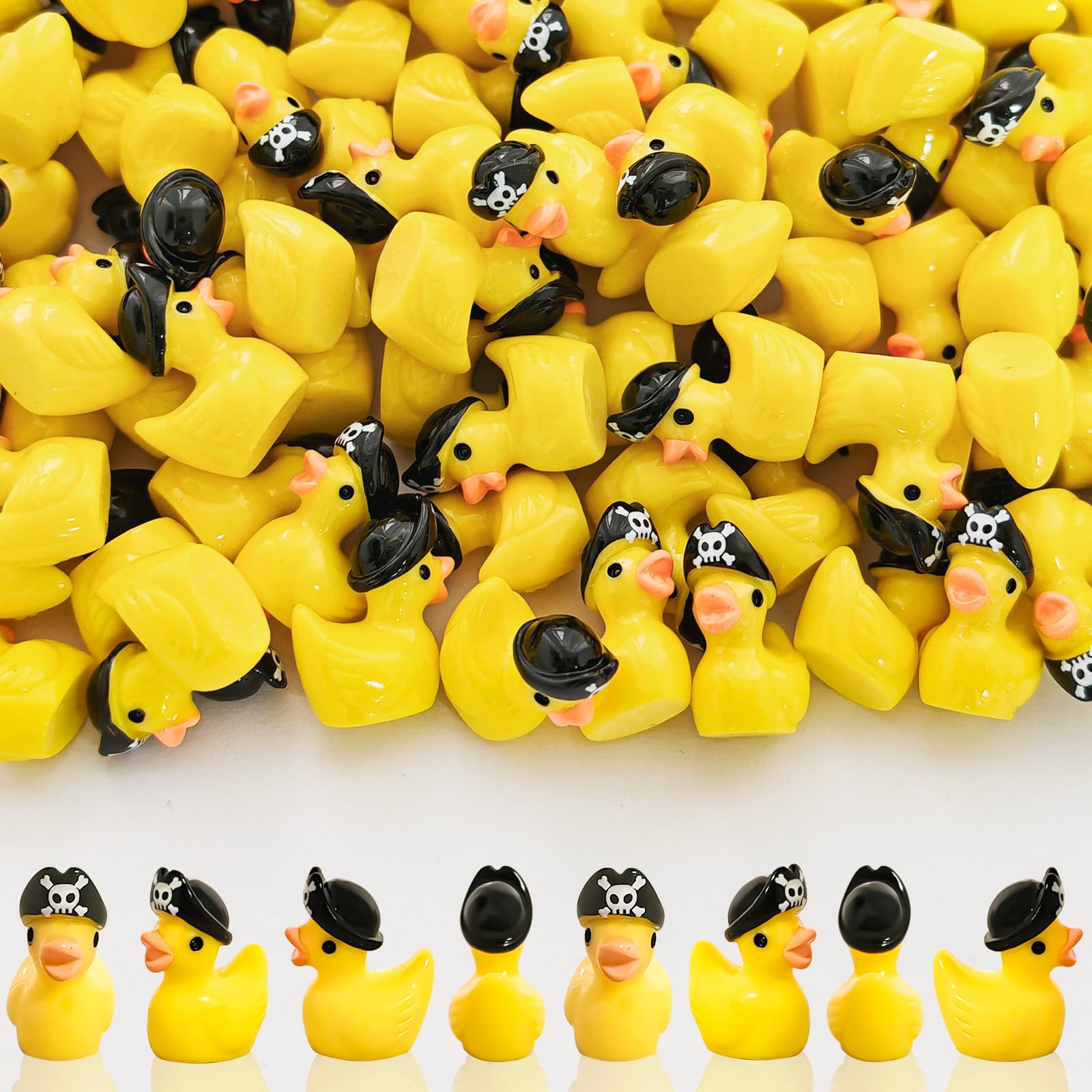 Photo 1 of 100Pcs Halloween Mini Resin Duck Miniature Resin Pirate Ducks Cute Toy Tiny Duck Figures for Crafts, School Projects, and Landscape Halloween Decor