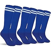 KIUEZIR 3 Pairs Baseball Socks Softball Knee-High Athletic Socks Casual Stripes Tube Socks for Youth Men and Women