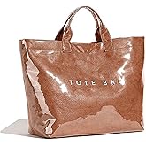 BBIQI PVC Tote Bag for Women Plastic Tote Bag Letters Print Handbag Hobo Bags for Work Shopping Gift