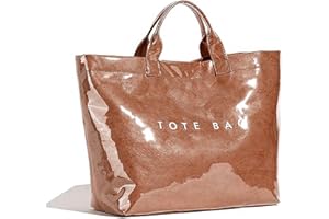 BBIQI Tote Bag for Women Large PVC Tote Bag Letters Print Handbag Kraft Paper Tote Bag Clear Plastic Tote Bag for Work Hobo Handbag