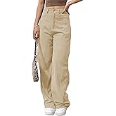 Himosyber Corduroy Pants for Women Wide Leg High Waist Loose Comfy Trousers with Pockets