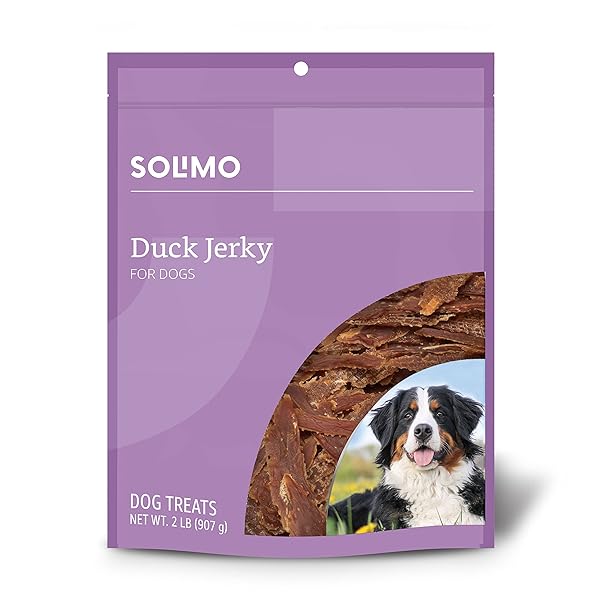 AMAZON BRAND – SOLIMO DUCK JERKY DOG TREATS,2 POUNDS