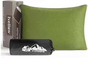 Ivellow Memory Foam Travel Pillow Compressible Camping Pillow for Sleeping Shredded Memory Foam Pillow Compact Firm Supportive Small Pillow for Adults Kids Outdoor Backpacking Hiking Essential Gear-S