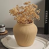 Farmhouse Ceramic Vase - Yellow Rustic Vintage Flower Vase for Home, Living Room, Shelf and Dining Table Decor-6.1IN.