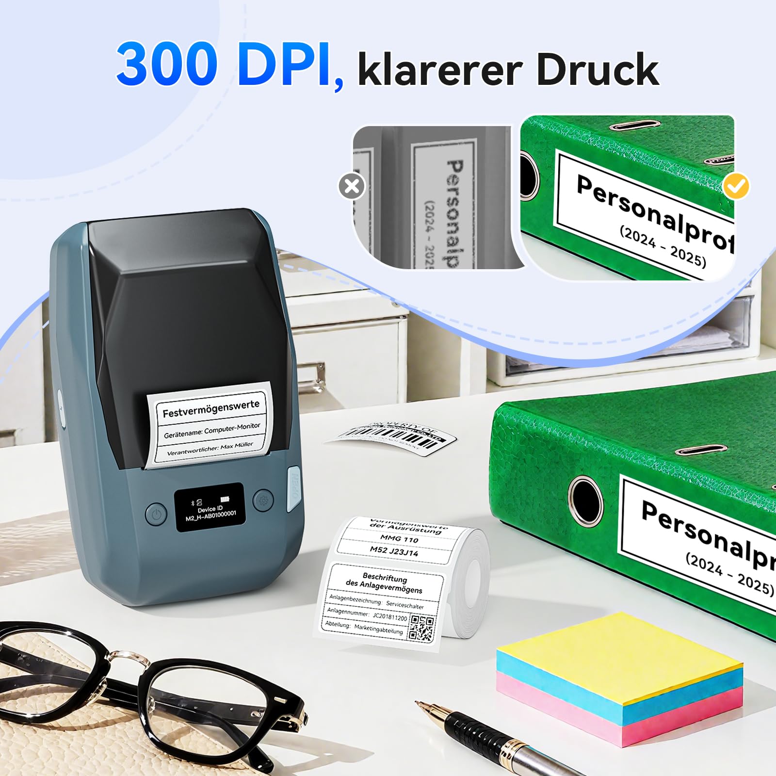 NIIMBOT M2 Etikettendrucker, Bluetooth Label Printer Etikettiergerät Thermotransfer Beschriftungsgerät Unterstützt Farbdruck, Selbstklebend Sticker Drucker für Büro, Zuhause, Schule, Dunkelblau 9