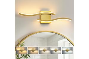Gold LED Bathroom Vanity Lights: 23.6 Inch 24W Bathroom Lighting Fixtures Over Mirror 5CCT Dimmable 2700-5000K Vanity Lights 