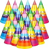 Geyoga 60 Pieces Birthday Party Rainbow Hats for Kids Paper Cone Birthday Hats for Adults Fun Colorful Art Craft Caps for Kids Adults Party Supplies