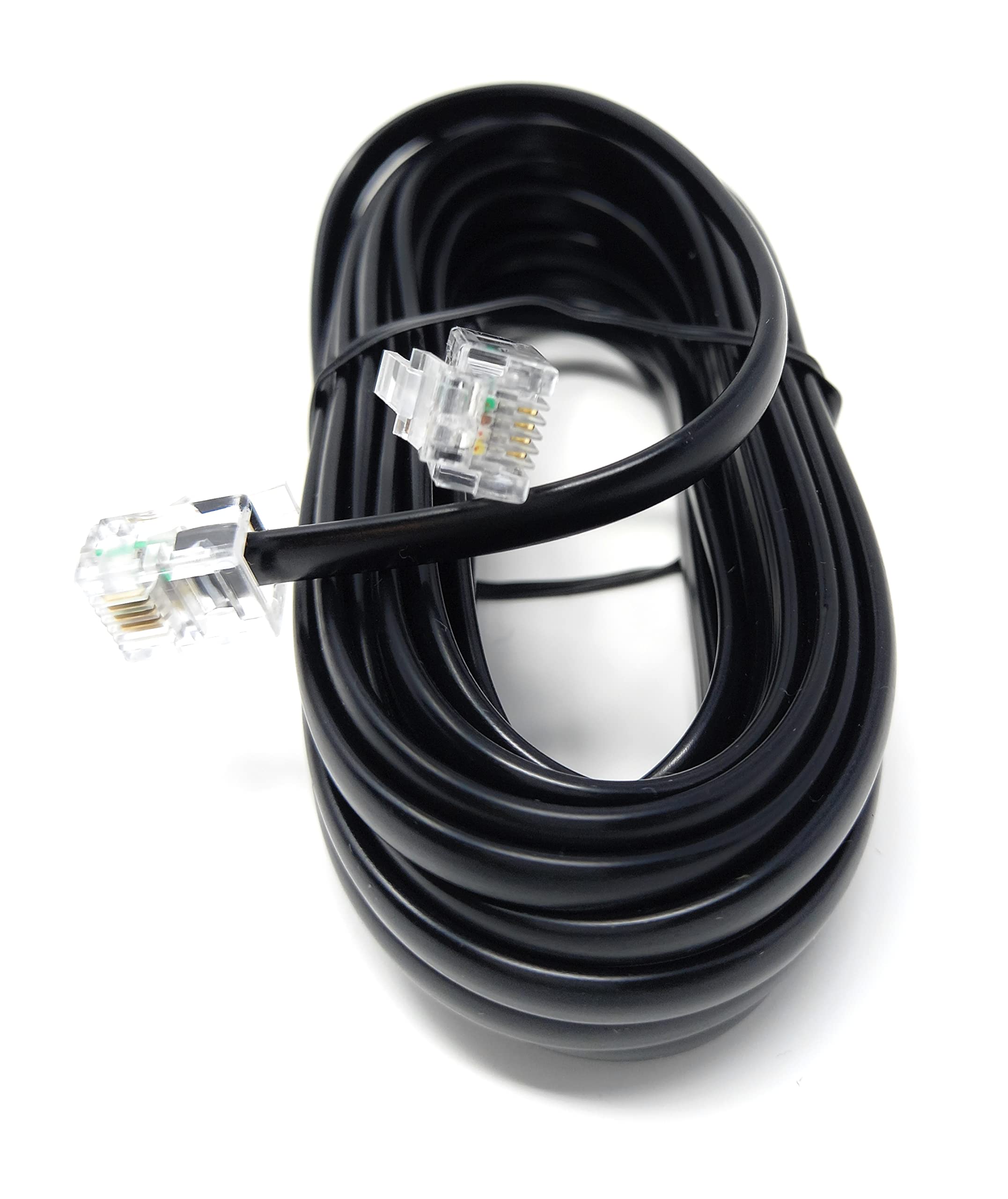 DRUT 5m, RJ11 to RJ11 Telephone Landline Cable ADSL (6P4C) Flat Lead High Speed BT Internet Broadband Male to Male Router, Modem, Phone Extension Wire (16.5ft, Black)